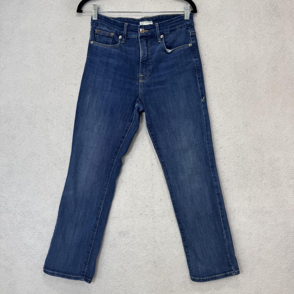 Good American Jeans Womens 6/28 Blue High Rise Straight Stretch Denim Pants